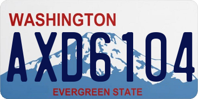 WA license plate AXD6104