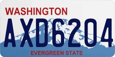 WA license plate AXD6204