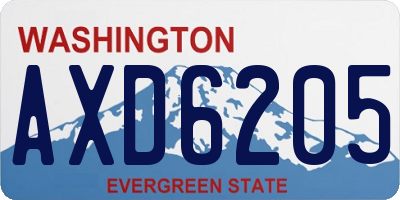 WA license plate AXD6205