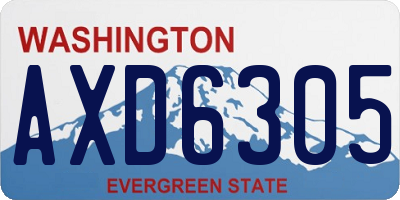 WA license plate AXD6305