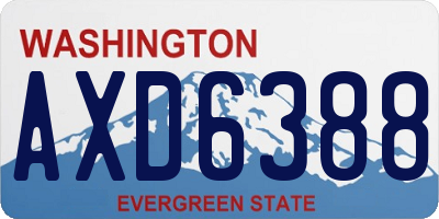 WA license plate AXD6388