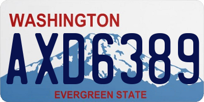 WA license plate AXD6389