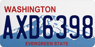 WA license plate AXD6398