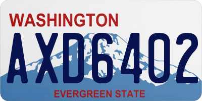 WA license plate AXD6402