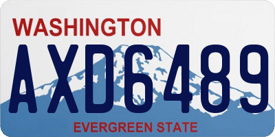 WA license plate AXD6489