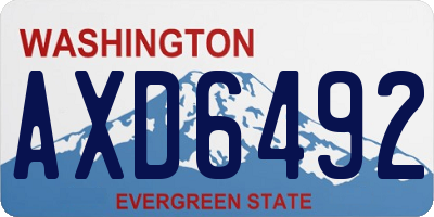 WA license plate AXD6492