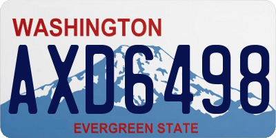 WA license plate AXD6498