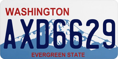 WA license plate AXD6629