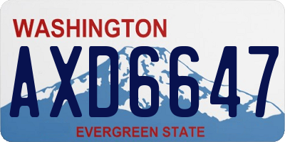 WA license plate AXD6647