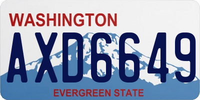 WA license plate AXD6649