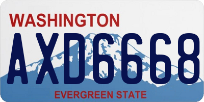 WA license plate AXD6668