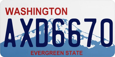 WA license plate AXD6670