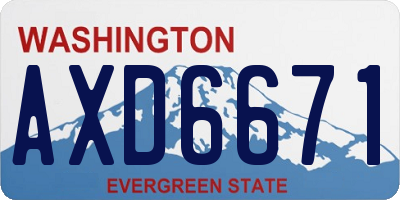 WA license plate AXD6671