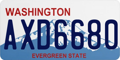 WA license plate AXD6680