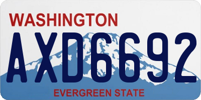 WA license plate AXD6692