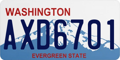 WA license plate AXD6701