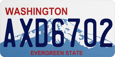 WA license plate AXD6702