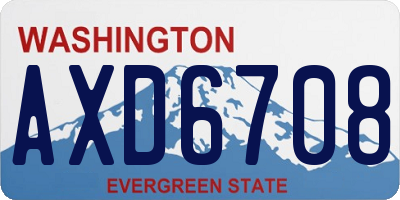 WA license plate AXD6708