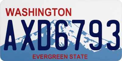 WA license plate AXD6793