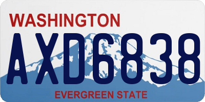 WA license plate AXD6838