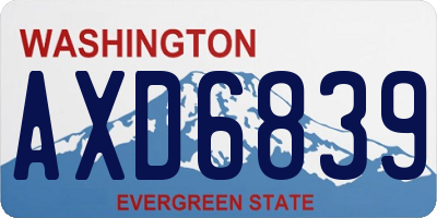 WA license plate AXD6839