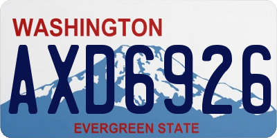 WA license plate AXD6926