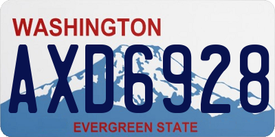 WA license plate AXD6928