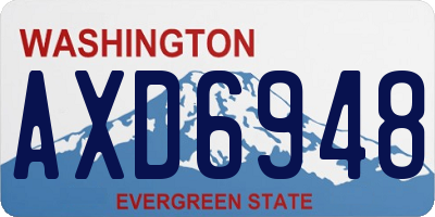 WA license plate AXD6948
