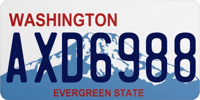 WA license plate AXD6988