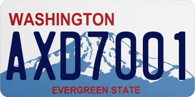 WA license plate AXD7001