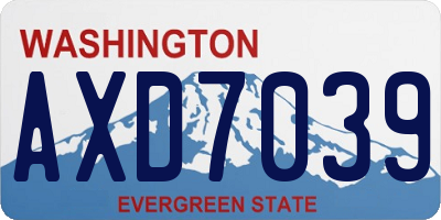 WA license plate AXD7039