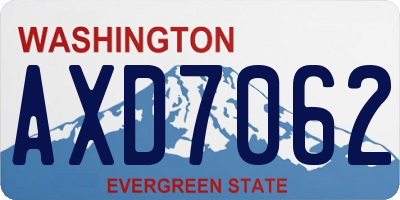 WA license plate AXD7062