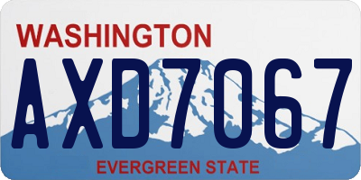 WA license plate AXD7067