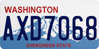 WA license plate AXD7068
