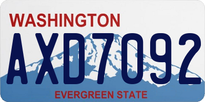 WA license plate AXD7092