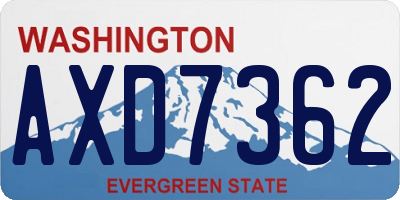 WA license plate AXD7362