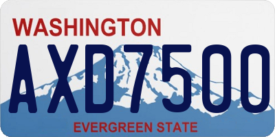 WA license plate AXD7500