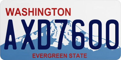 WA license plate AXD7600
