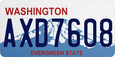 WA license plate AXD7608