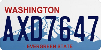 WA license plate AXD7647