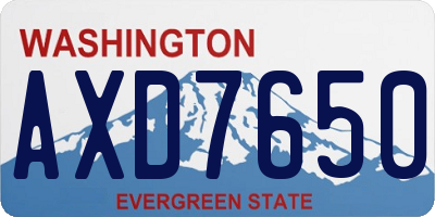 WA license plate AXD7650