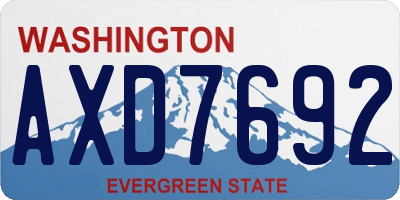 WA license plate AXD7692
