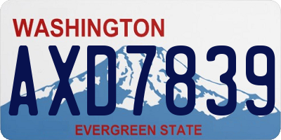 WA license plate AXD7839