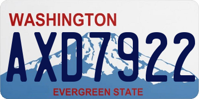 WA license plate AXD7922