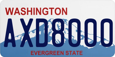 WA license plate AXD8000