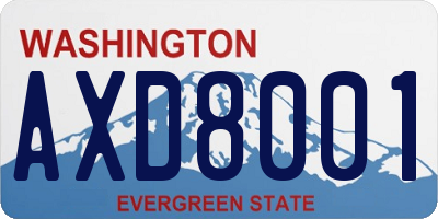 WA license plate AXD8001