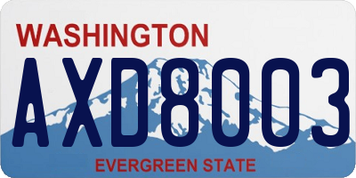 WA license plate AXD8003