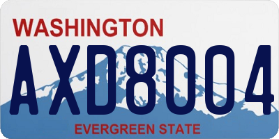 WA license plate AXD8004