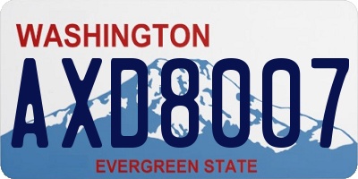 WA license plate AXD8007