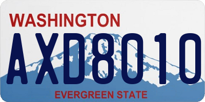 WA license plate AXD8010